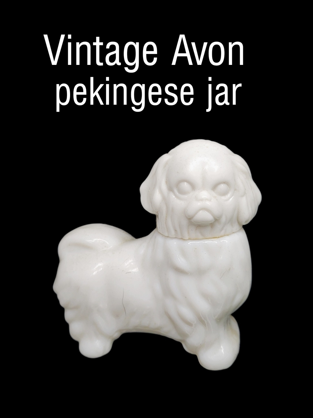 Vintage Avon Milk Glass Pekingese Empty Topaze Cologne Bottle